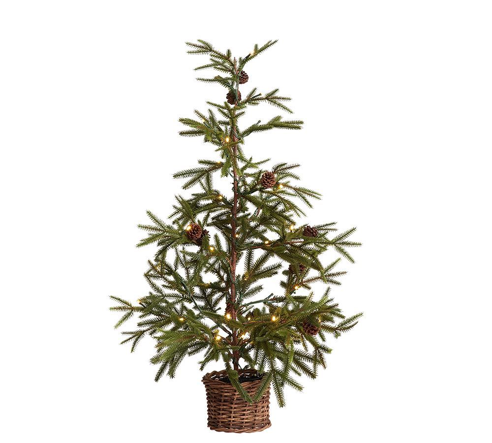 Pre-Lit Faux Pine Trees in Baskets, 36&amp;quot; | Pottery Barn (US)
