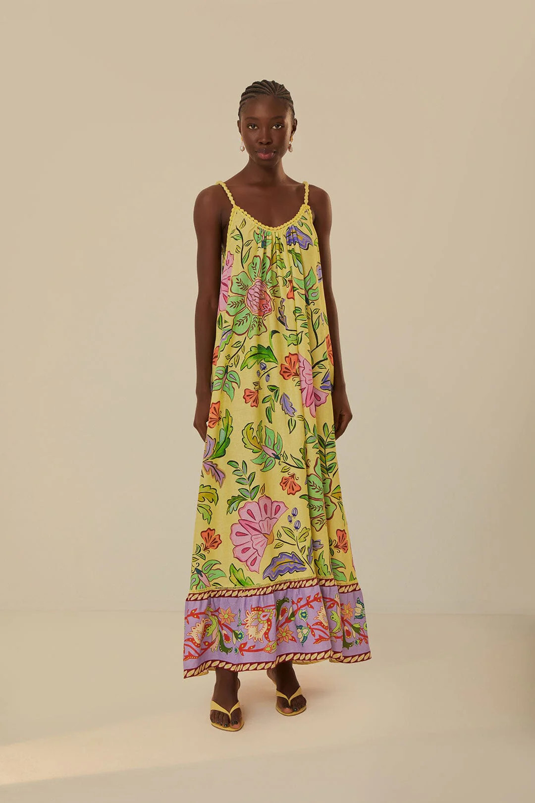 Yellow Floral Insects Maxi Dress | FarmRio (US)