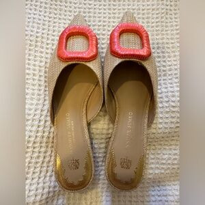 ANTONIO MELANI Tan and Orange Mules with Bold Buckle | Poshmark