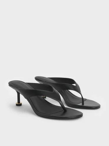 Wynn Sculptural-Heel Thong Sandals
    
         - Black | Charles & Keith US