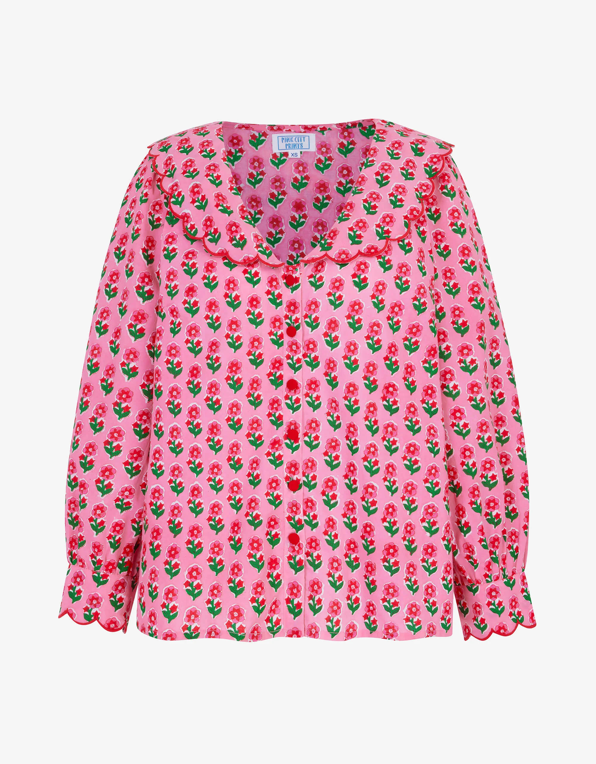 Candy Cane Buta Rita Blouse | Pink City Prints UK
