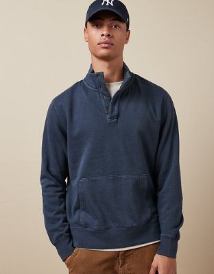 AE Quarter-Snap Mockneck Sweatshirt | American Eagle Outfitters (US & CA)
