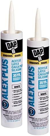 DAP INC 18152/11440 10.1oz White Alex Plus Acrylic Latex Caulk with Silicone, 2 Pack | Amazon (US)