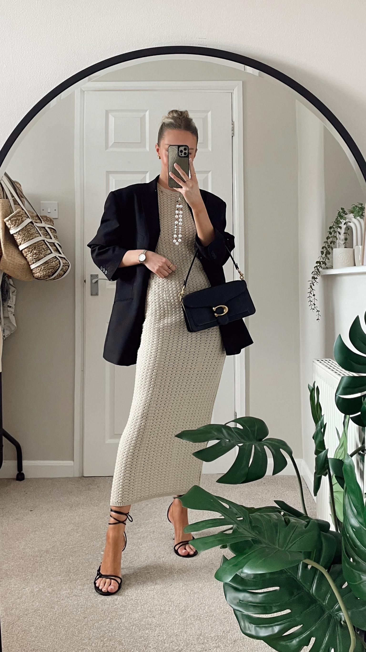 Summer dress, crochet dress, midi dress, pretty lavish dress, black oversized blazer, coach tabby 26, tie ankle heel sandals

#LTKstyletip #LTKSeasonal #LTKeurope