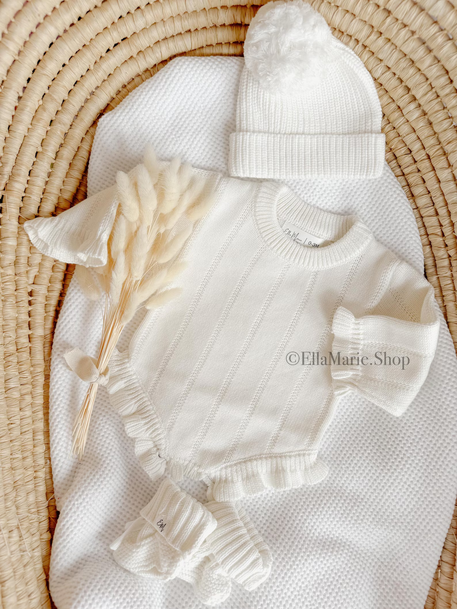 Newborn Girl Coming Home Outfit, Knit Baby Girl Bodysuit, Frill Ruffle Romper Matching Bow Headba... | Etsy (US)