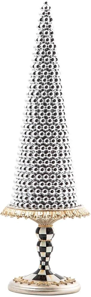 MACKENZIE-CHILDS Glam Up Platinum Beaded Tabletop Christmas Tree, Tabletop Christmas Decoration, ... | Amazon (US)