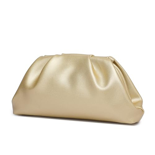 YUWITA Soft Faux Leather Clutch Purses for Women Formal Evening Bag Elegant Luxurious Hand Bag (Gold) | Amazon (US)