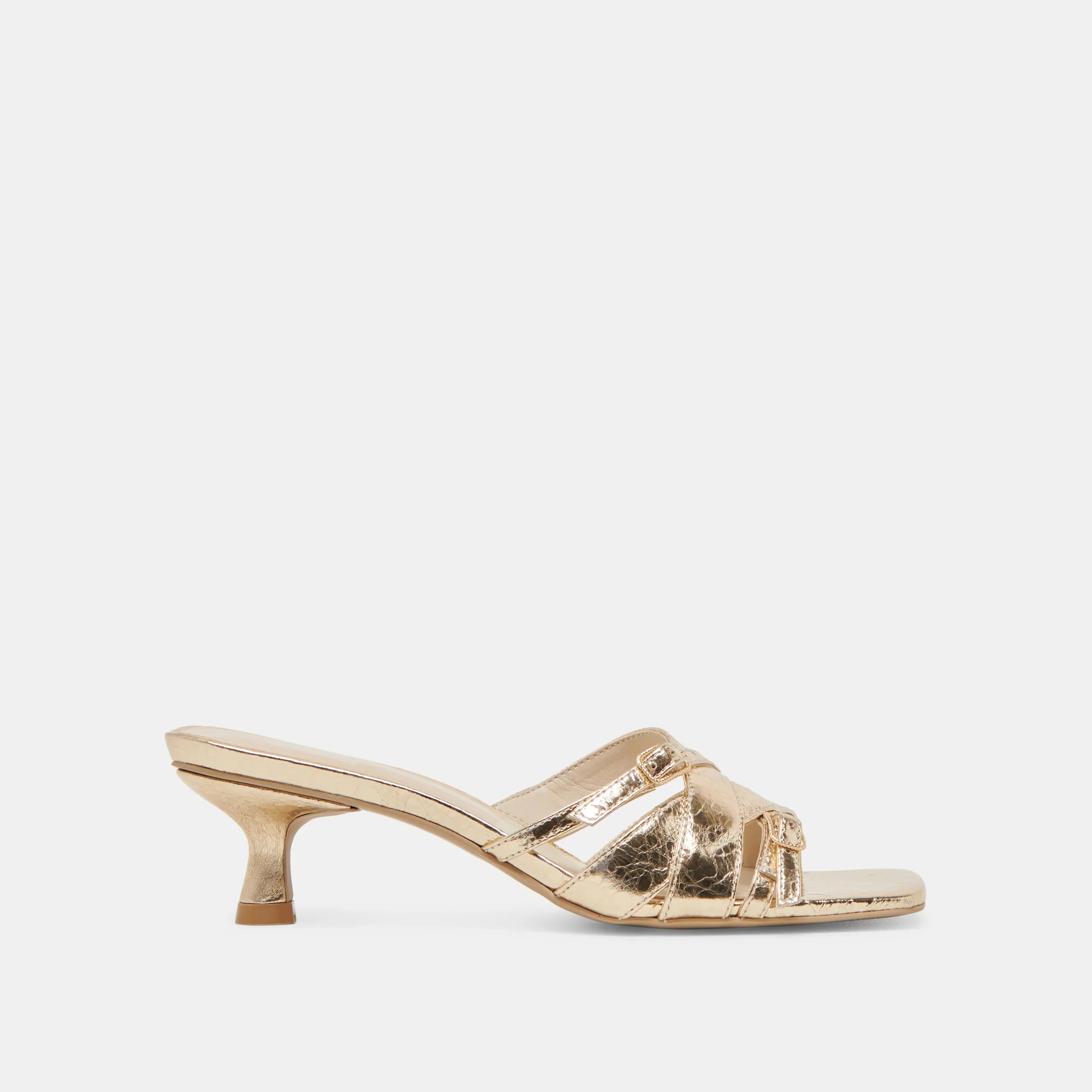 Bryant Heels Gold Distressed Leather | DolceVita.com