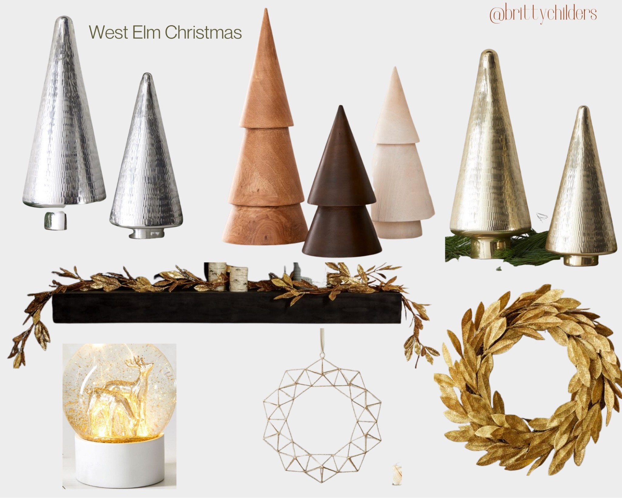 West Elm holiday decor, modern Christmas trees, wood Christmas trees, gold wreath 

#LTKSeasonal #LTKHoliday