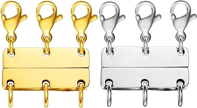 Necklace Layering Clasps Magnetic Clasps for Jewelry,18K Gold and Silver Separator for Stackable ... | Amazon (US)