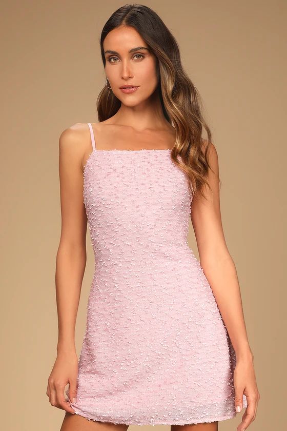 Pop the Bubbly Pink Tweed Mini Shift Dress | Lulus (US)