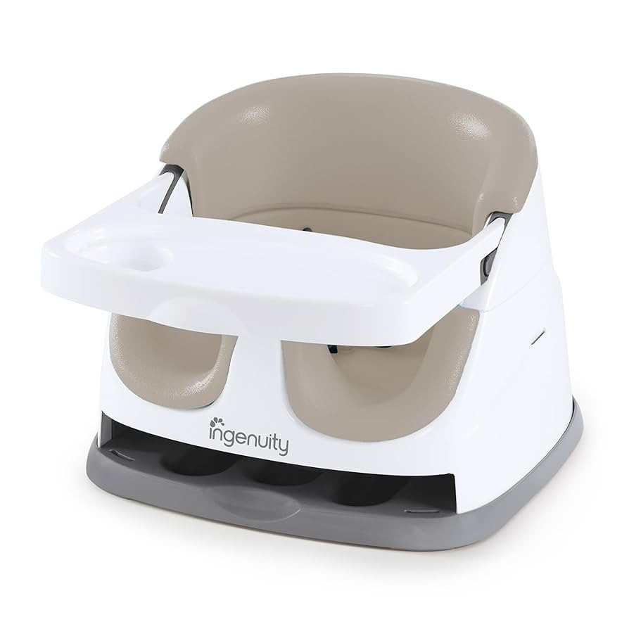 Ingenuity Baby Base 2-in-1 Booster Feeding and Floor Seat with Self-Storing Tray - Cashmere | Amazon (US)