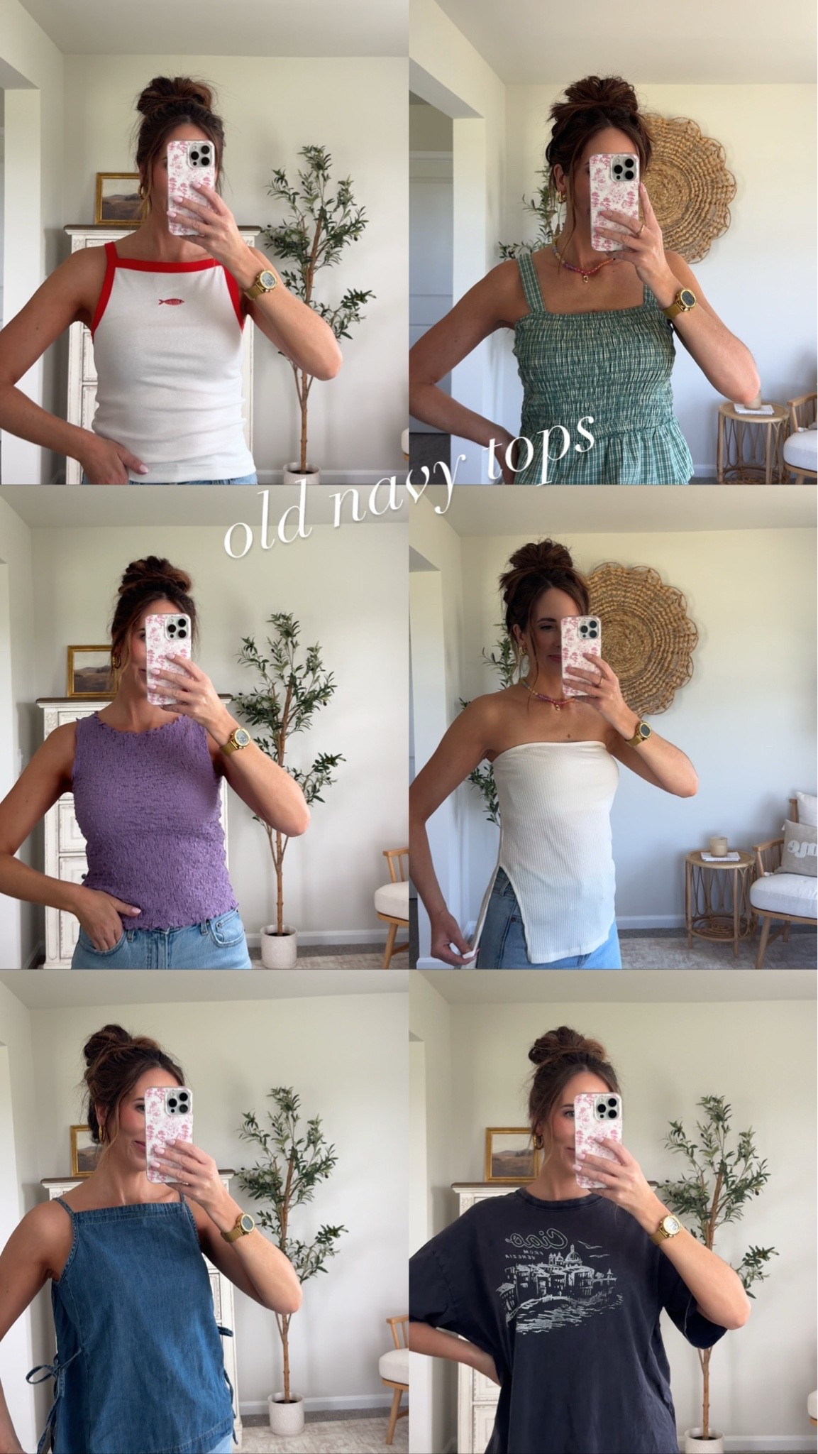 • graphic tee : size L — i always size up in these for a more oversized/comfy fit

• lilac tank : size XS — runs big! recommend sizing down one from your TTS (or 2 if you’re smaller chested like me)

• fish tank & side tie top: size S — all ran a little bigger, i’d recommend sizing down one from your TTS

all others TTS!

#LTKTall #LTKSaleAlert #LTKSeasonal
