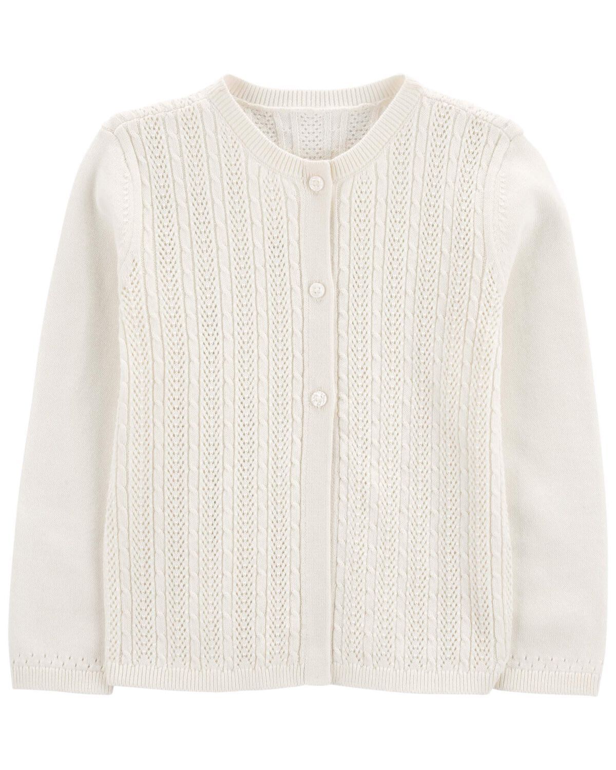 Cream Toddler Pointelle Sweater Knit Cardigan | oshkosh.com | OshKosh B'gosh