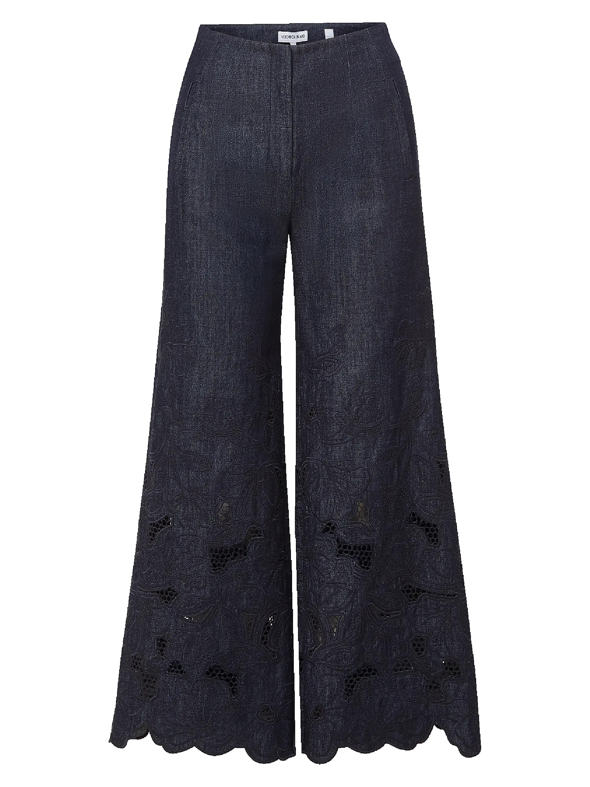 Veronica Beard Osborne Scalloped Guipure Cotton Wide-Leg Pants | Saks Fifth Avenue | Saks Fifth Avenue