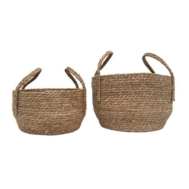 Set of 2 Natural Woven Natural Seagrass Basket - Foreside Home & Garden | Target