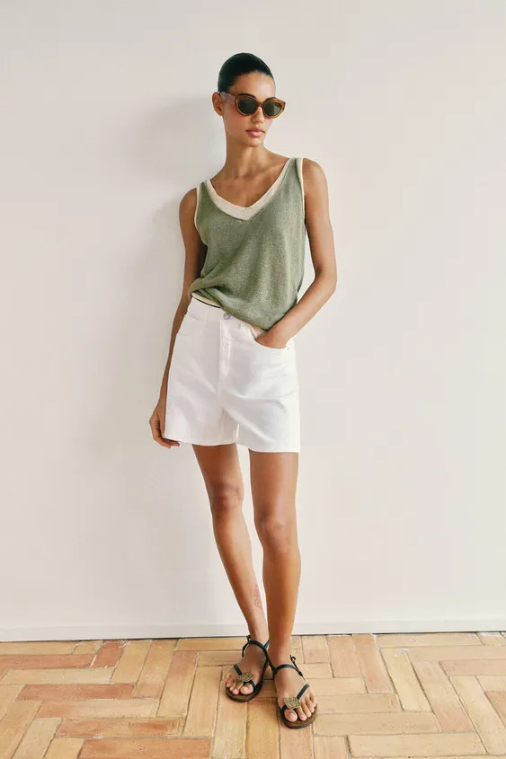 KNIT TOP WITH CONTRAST DETAILING | Zara UK