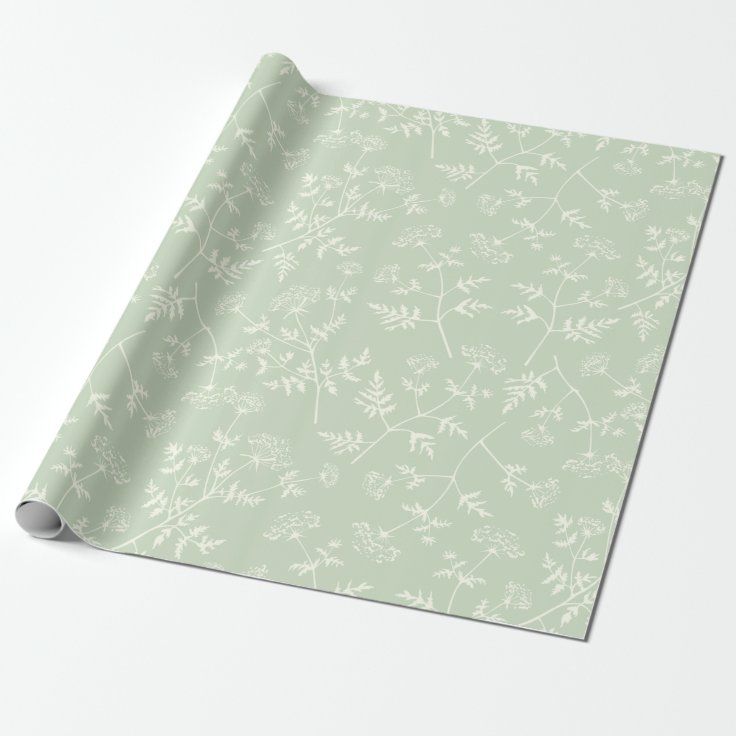 Stylish Rustic Sage Green Botanical Floral Art  Wrapping Paper | Zazzle | Zazzle