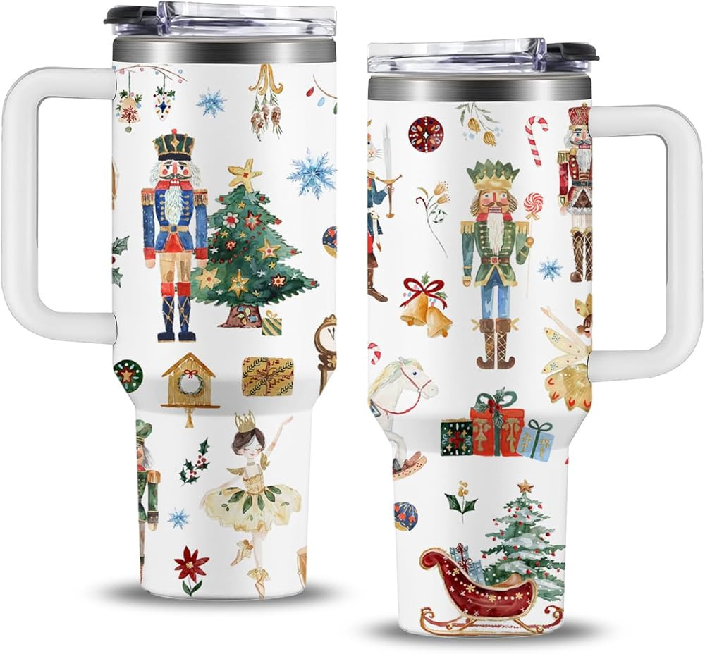 Christmas Nutcracker 40oz Tumbler with Handle and Straw, Nutcracker Gifts for Christmas Travel Mu... | Amazon (US)