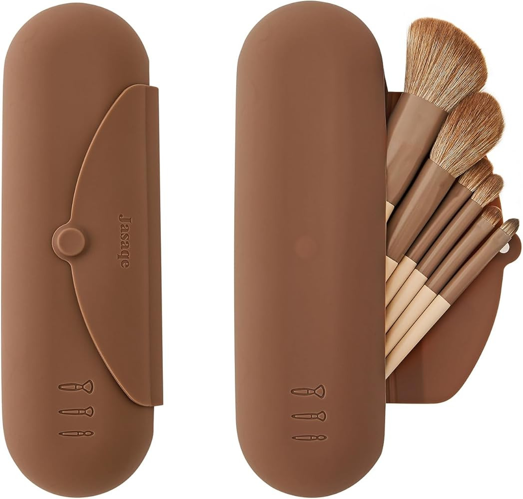 Silicone Makeup Brush Holder, Large Travel Makeup Brush Case, Soft Portable Cosmetic Face Brushes... | Amazon (US)