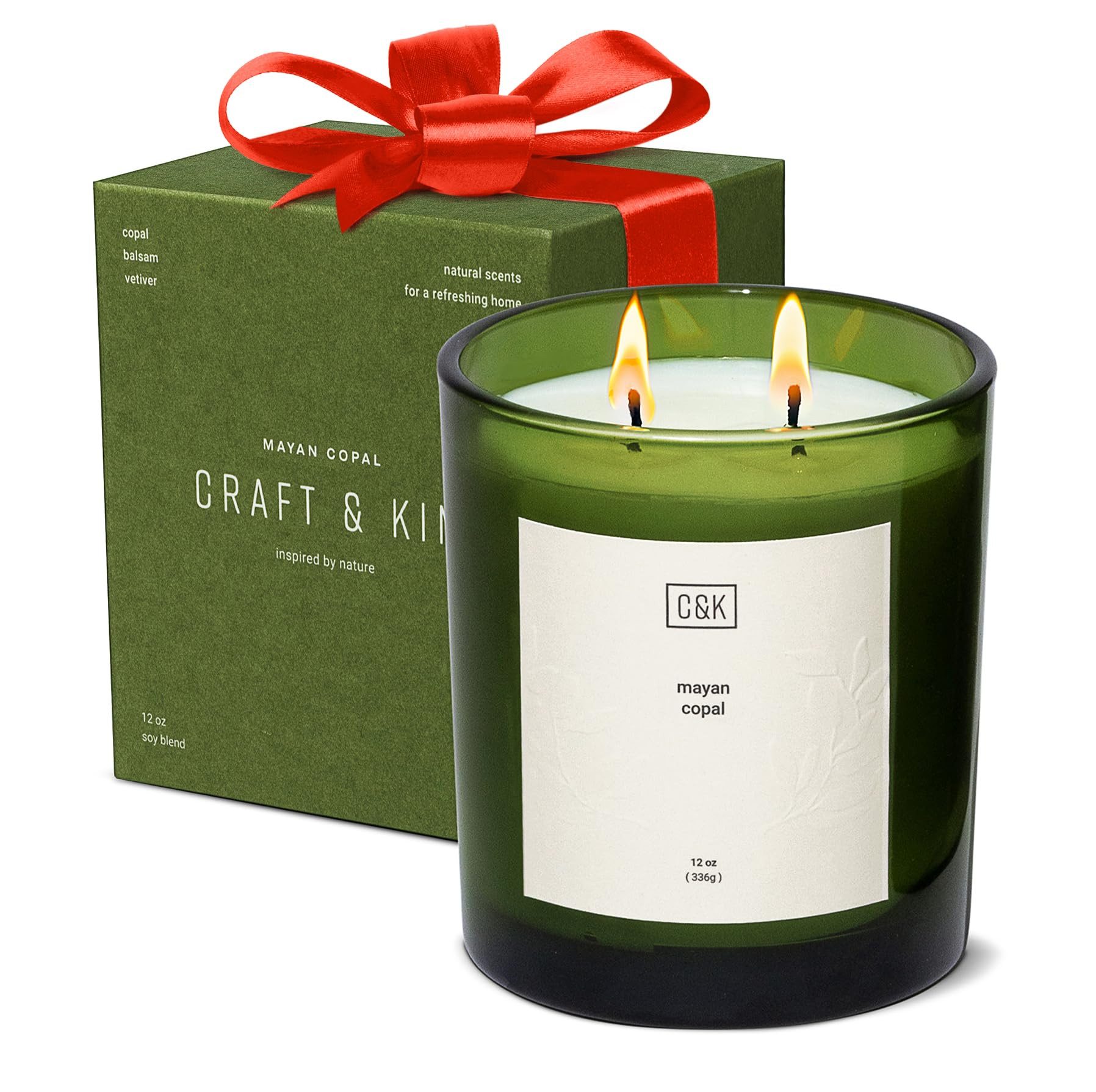 Craft & Kin Green Christmas Scented Candles | 12oz Premium Mayan Copal Scented Candles for Men an... | Amazon (CA)