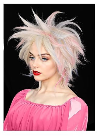 FantaLook Short Blonde Pink Blue Cosplay Wig for Women Halloween Costume | Amazon (US)