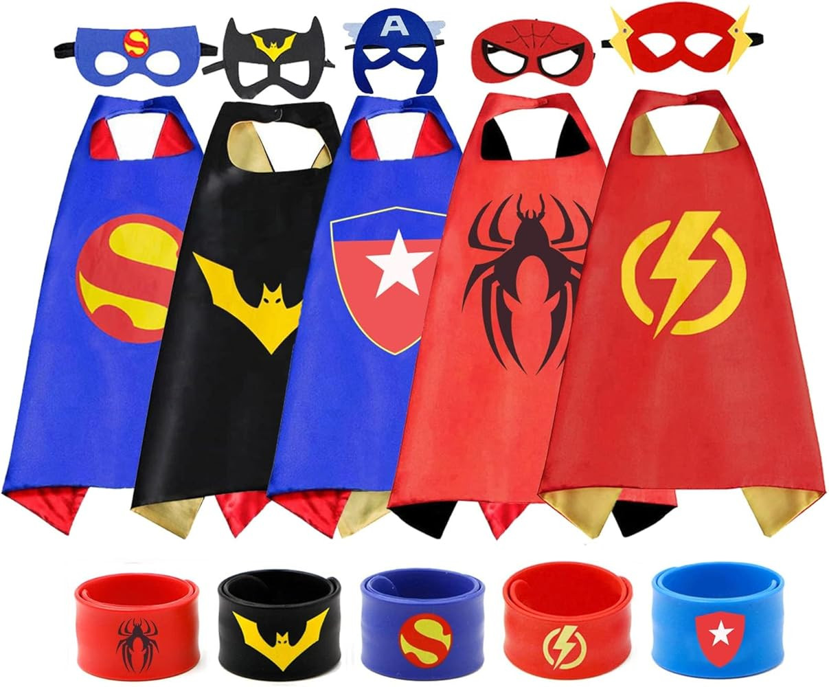 COTATERO Kids Dress Up Superhero Capes Sets & Slap Bracelets for Children Costumes Halloween Birt... | Amazon (US)