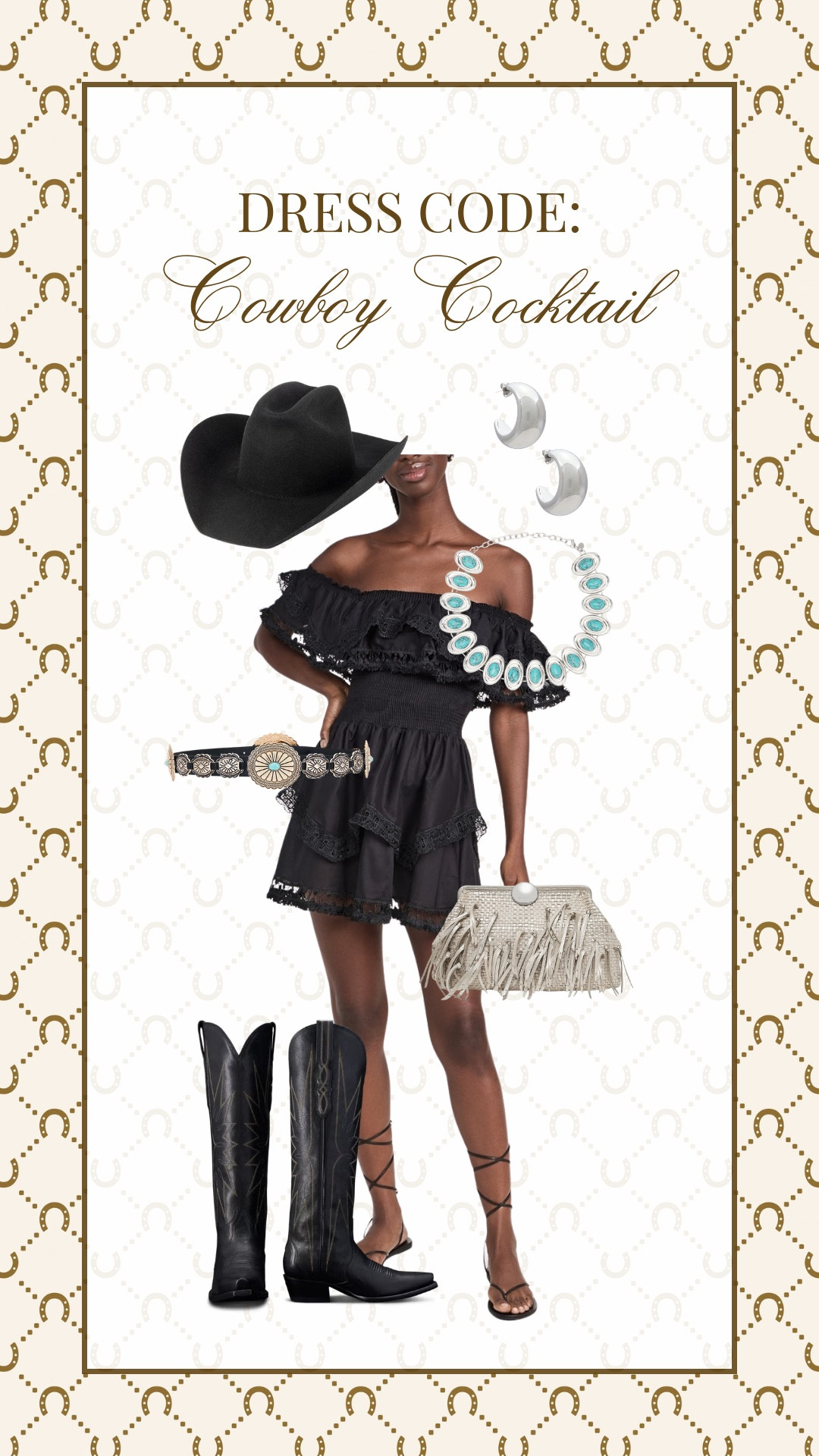 Cowboy cocktail outfit idea!

Western chic // country concert //