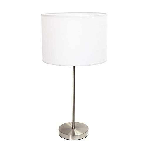 Simple Designs LT2040-WHT Stick Fabric Shade Table Lamp, 3", Brushed Nickel/White | Amazon (US)