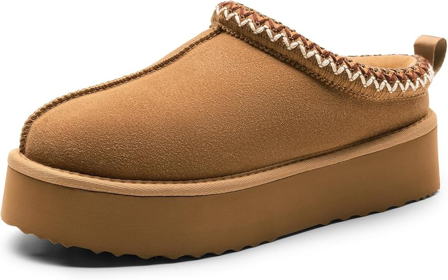 DREAM PAIRS Women's Platform Slippers Genuine Suede Slip-on Warm FuzzyEasy Autumn Winter Fluffy C... | Amazon (US)