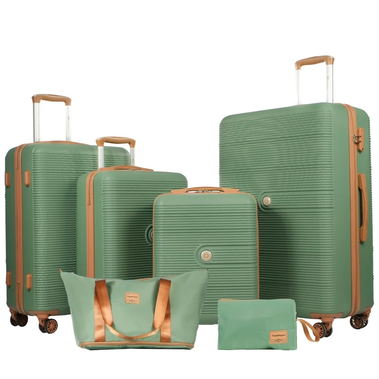 Travelhouse 6 Piece Hardshell Luggage Set Hardside Lightweight Suitcase with TSA Lock Spinner Whe... | Walmart (US)