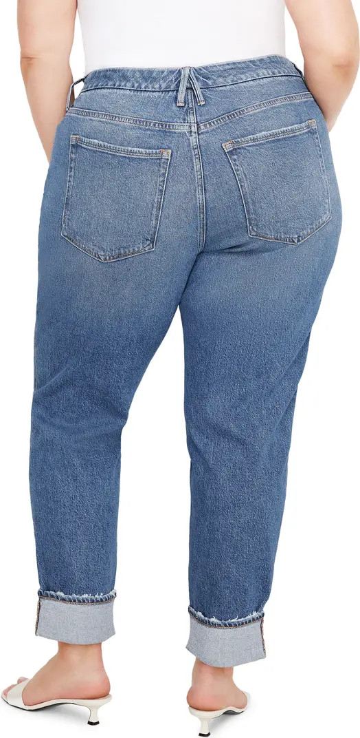 Good American High Waist Cuff Straight Leg Jeans | Nordstrom | Nordstrom