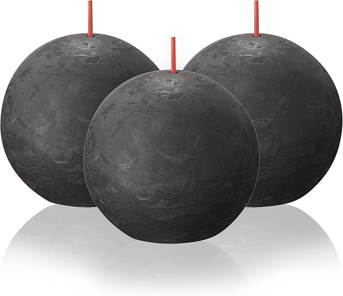 BOLSIUS 3 Pack Stormy Gray Rustic Ball Pillar Candles - 3 Inch - Premium European Quality - Inclu... | Amazon (US)