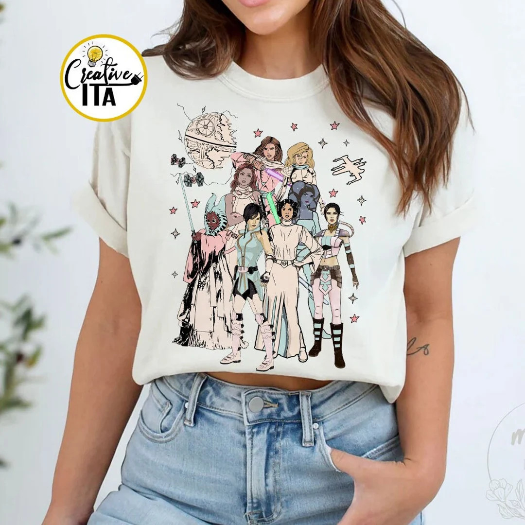 Vintage Women Disney Star Wars T-shirt, Galaxy Edge Shirt, Princess Leia Shirt, May the 4th Be Wi... | Etsy (US)