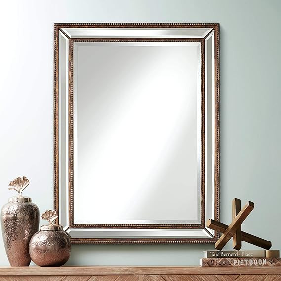 Uttermost Palais Rectangular Vanity Decorative Wall Mirror Vintage Rustic Mottled Bronze Brown Be... | Amazon (US)