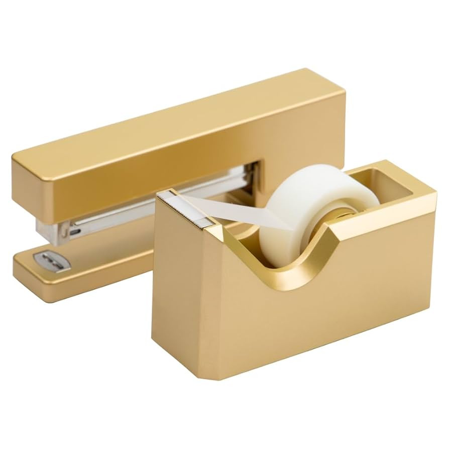 JAM PAPER Office & Desk Sets - 1 Stapler & 1 Tape Dispenser - Gold - 2/Pack | Amazon (US)