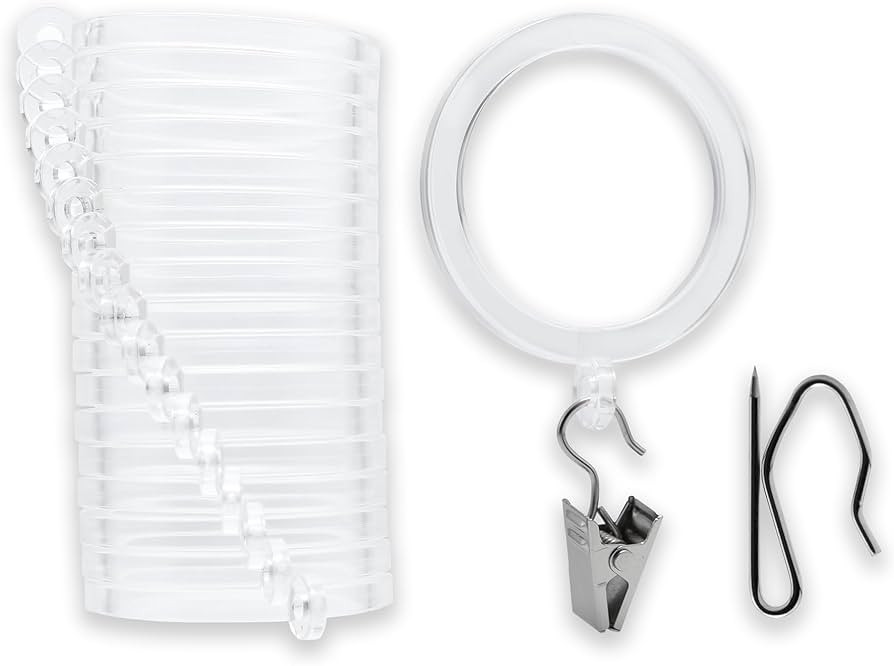 BlastHome Luxury Curtain Rings – Premium Acrylic – Pinhooks and Clips Included – 1 1/2" Ins... | Amazon (US)