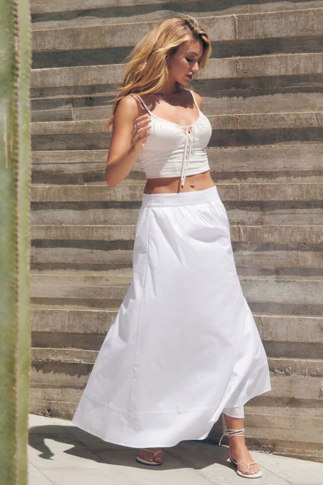 Voluminous Poplin Maxi Skirt | Dynamite Clothing