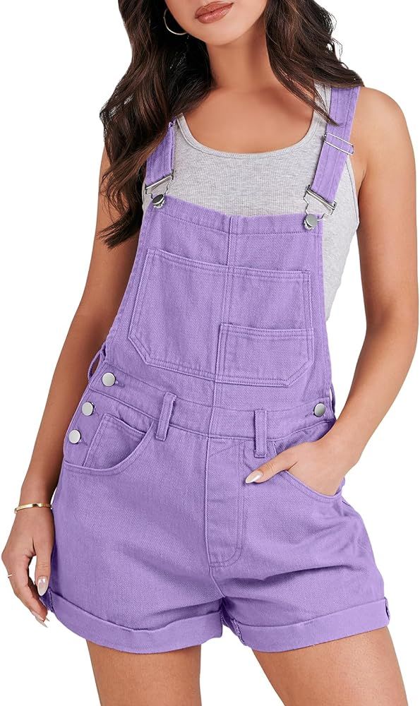 ANRABESS Overalls for Women 2024 Summer Casual Loose Fit Adjustable Shorts Denim Overall Rompers ... | Amazon (US)