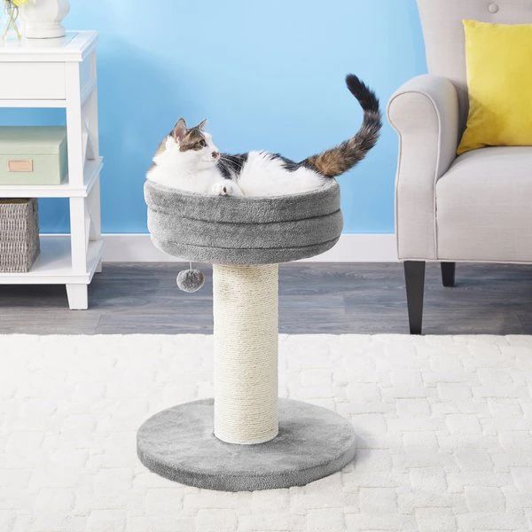 FRISCO 24.8-in Heavy Duty Faux Fur Cat Tree, Gray - Chewy.com | Chewy.com