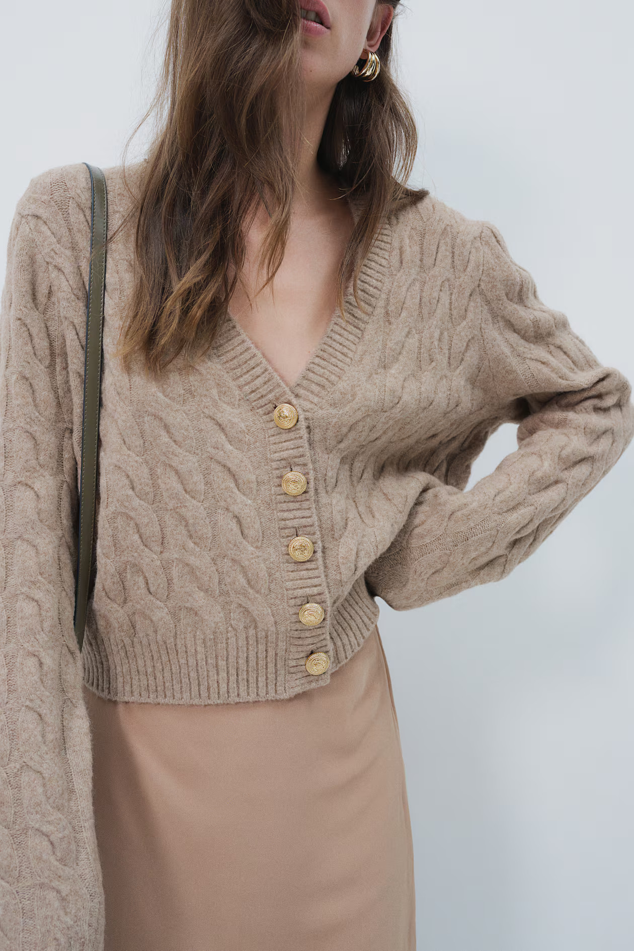 Cable-knit cardigan - Beige marl - Ladies | H&M GB | H&M (UK, MY, IN, SG, PH, TW, HK)
