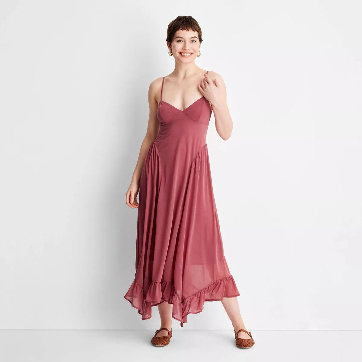 Women's Flutter Hem Maxi Dress - Future Collective Berry Pink S | Target