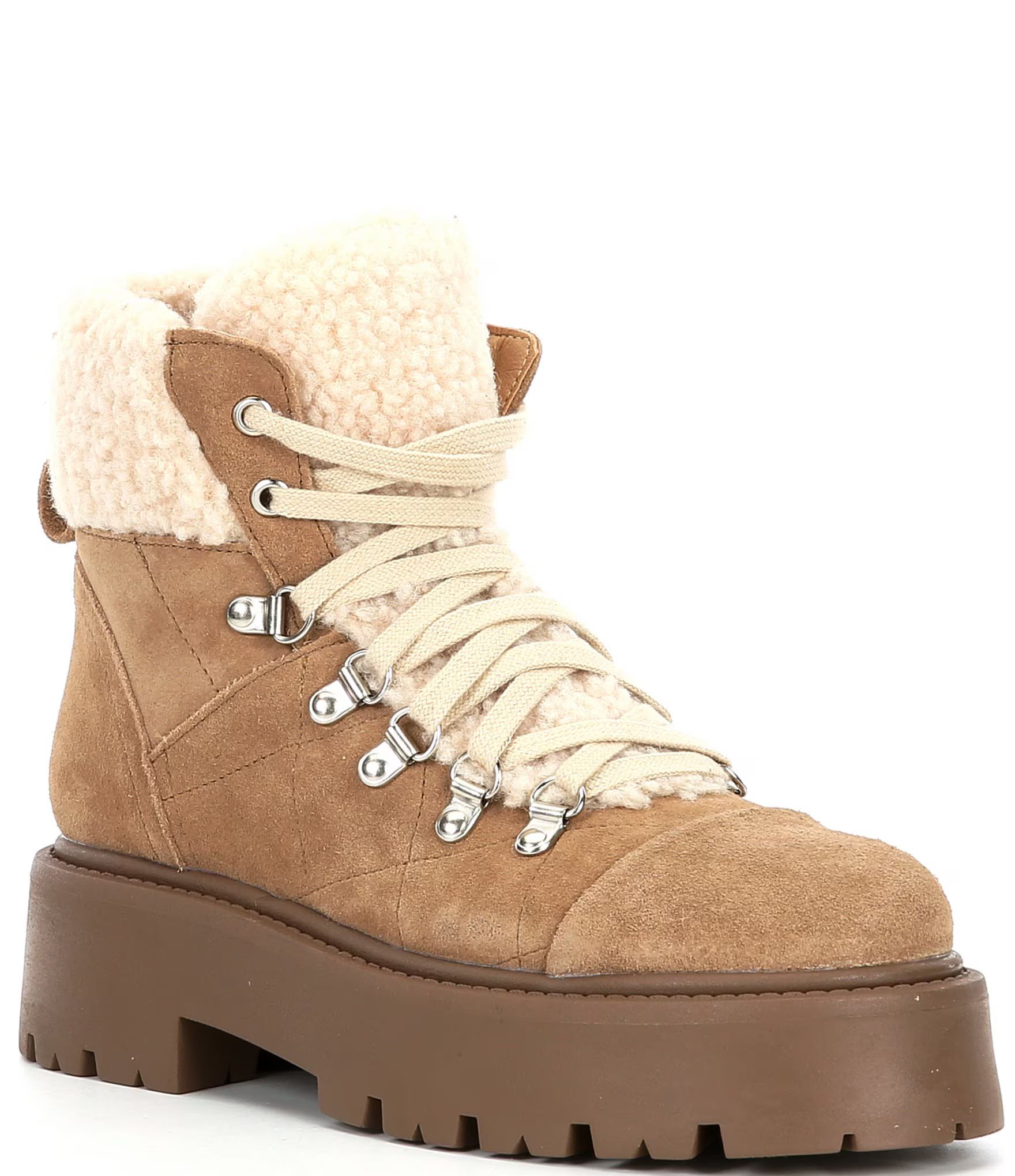 Reyen Suede Faux Shearling Cold Weather Lug Sole Platform Booties | Dillard's