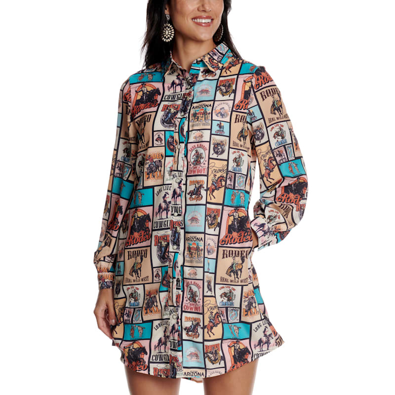 Fashion Express Women's Button Down Western Print Shirt Dress | Cavender's