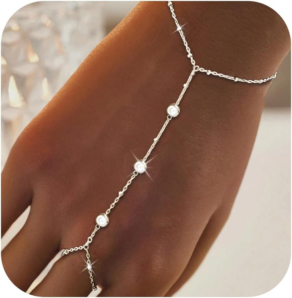 Long tiantian Hand Chain Bracelet Ring Bracelet Hand Chain Gold Bracelets for Women Gifts for Chr... | Amazon (US)