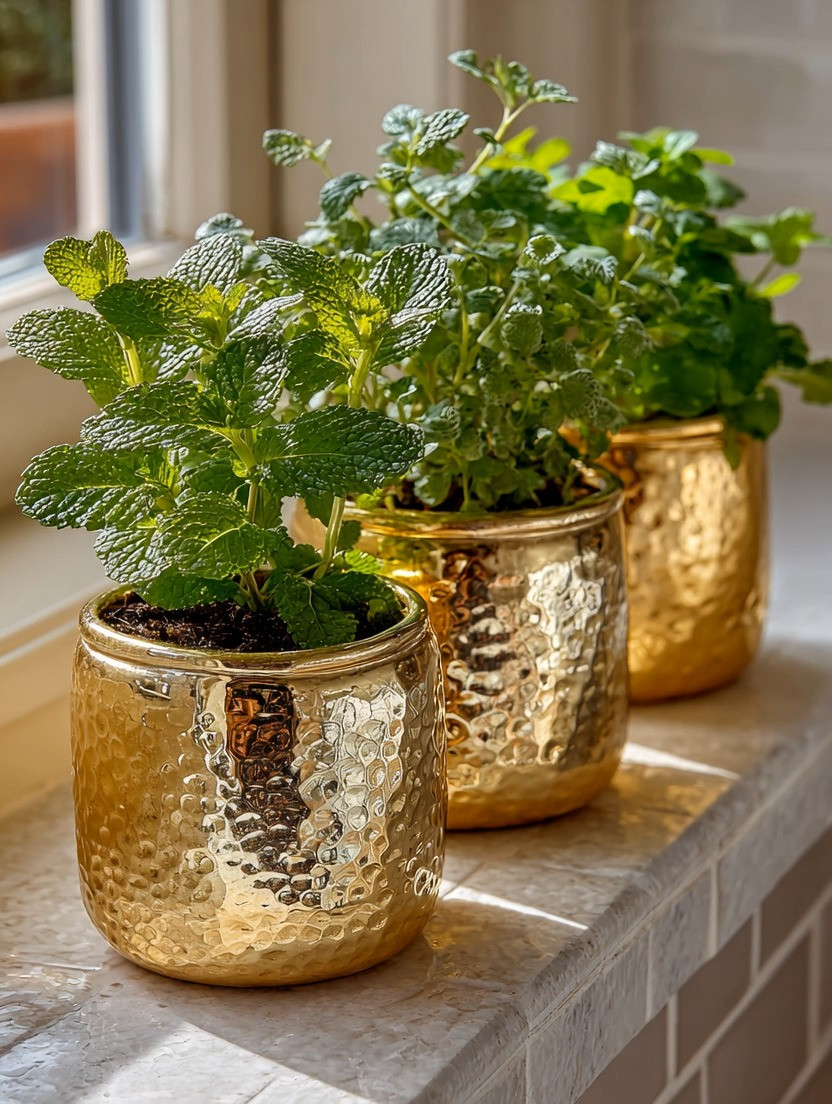 Elevate your everyday cooking with beautifully styled herbs.

Fresh basil, cilantro, thyme, mint, oregano — they deserve more than just a spot on the counter. Place them in gorgeous warm gold metal planters and instantly turn your kitchen or balcony into a refined, nourishing space.

The glow of hammered gold.
The freshness of vibrant green leaves.
Sunlight hitting both.

It’s functional.
It’s elegant.
It’s intentional living.

Style tip:

• Choose a matching set (a pack of four creates symmetry)
• Line them along a sunny windowsill or balcony ledge
• Mix leafy herbs (basil, cilantro) with structured ones (thyme, oregano)
• Let the gold reflect natural light for that warm, elevated look

Fresh herbs within reach make cooking feel slower, richer, more thoughtful.

Beautiful kitchen.
Beautiful energy.
Beautiful meals.

#KitchenDecor #FreshHerbs #GoldAccents #ElegantLiving #BalconyGarden #HomeStyle #OrganicLiving #ElegantAndDriven 

 #LTKHome