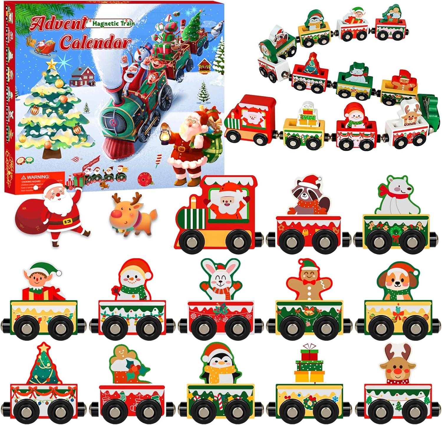 Advent Calendar 2025 Magnetic Wooden Animal Train for Kids,24 Day Christmas Advent Calendar Surpr... | Amazon (US)