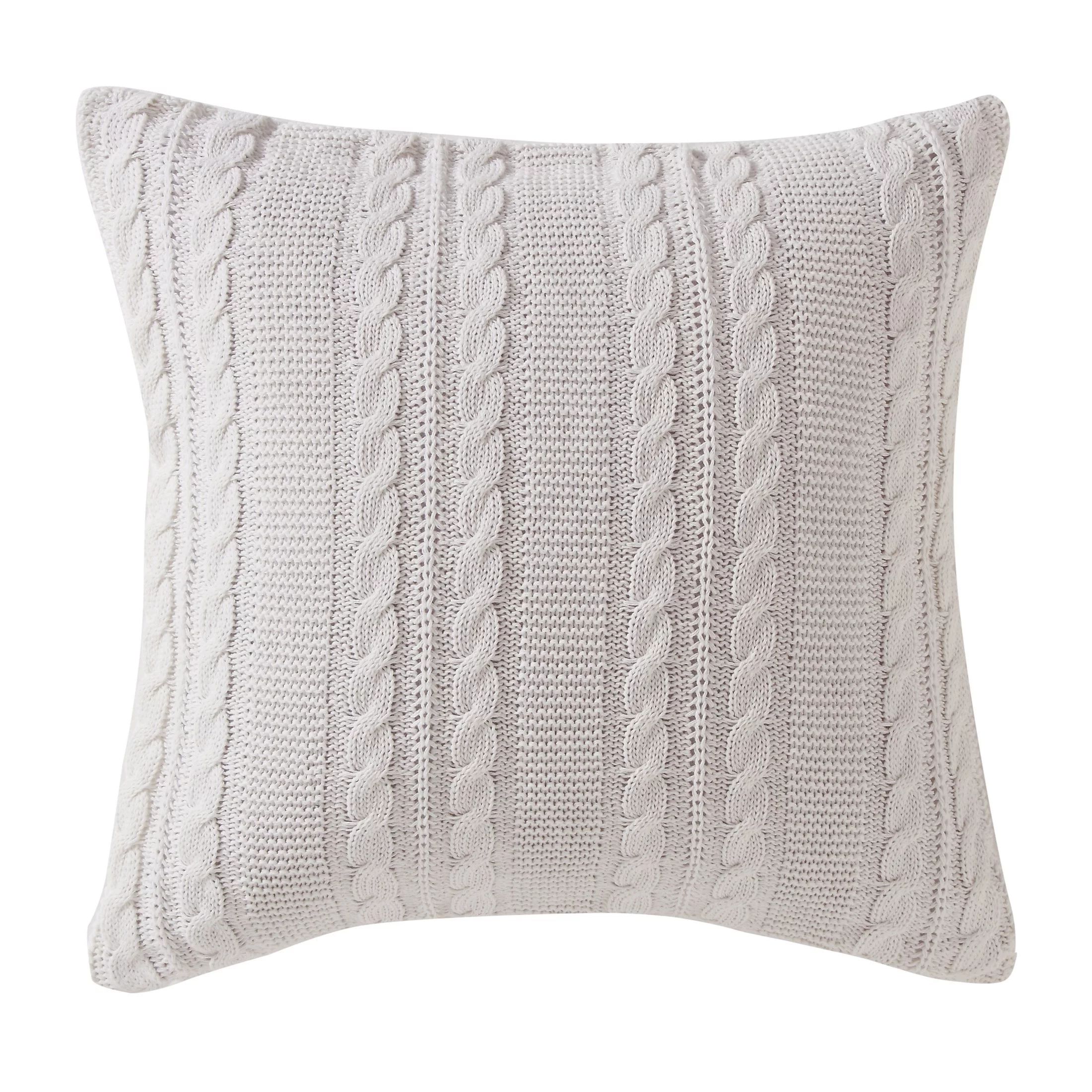 VCNY Home Dublin Cable Knit Square Decorative Throw Pillow, 18" x 18", White | Walmart (US)