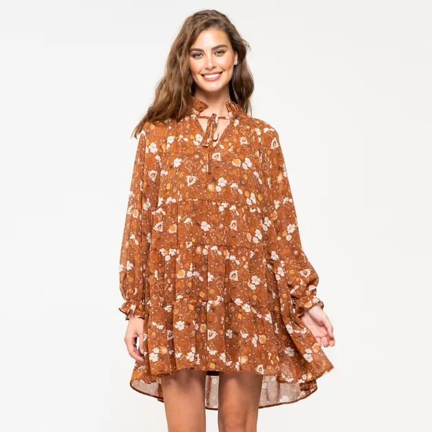 August Sky Women's Tiered Shift Mini Dress | Target