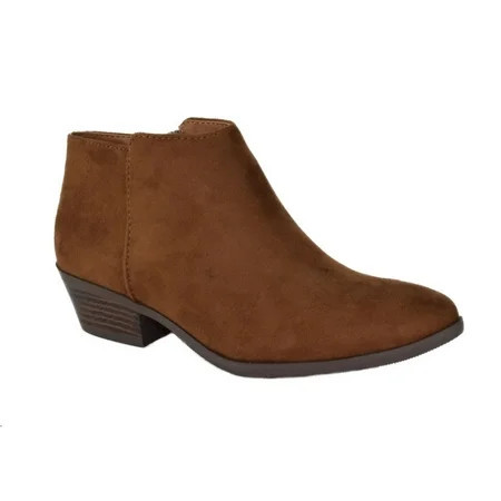 Mug Cognac Tan Brown Suede Booties Soda Women Ankle Boots Small Short Heel Side Zipper 8.5 | Walmart (US)